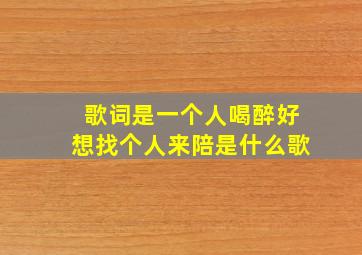 歌词是一个人喝醉好想找个人来陪是什么歌