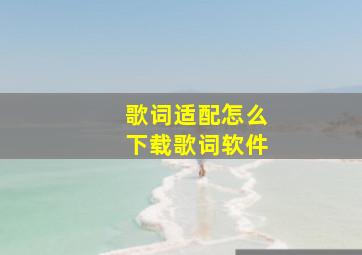 歌词适配怎么下载歌词软件