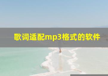 歌词适配mp3格式的软件