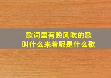 歌词里有晚风吹的歌叫什么来着呢是什么歌