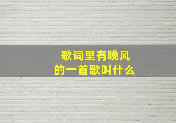 歌词里有晚风的一首歌叫什么