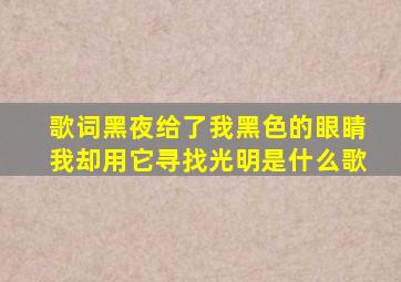 歌词黑夜给了我黑色的眼睛我却用它寻找光明是什么歌