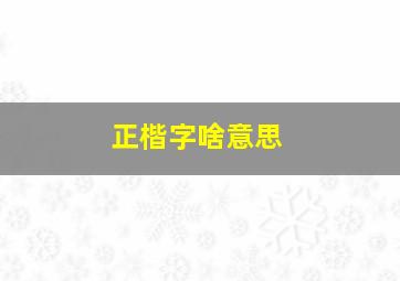 正楷字啥意思