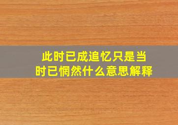 此时已成追忆只是当时已惘然什么意思解释