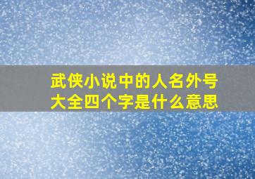 武侠小说中的人名外号大全四个字是什么意思