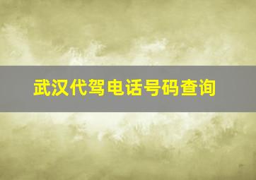 武汉代驾电话号码查询