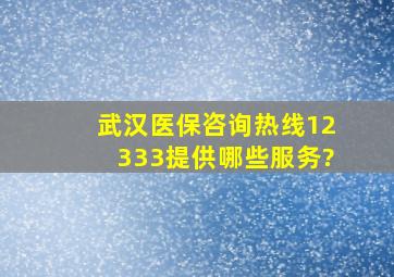 武汉医保咨询热线12333提供哪些服务?