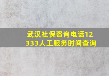 武汉社保咨询电话12333人工服务时间查询