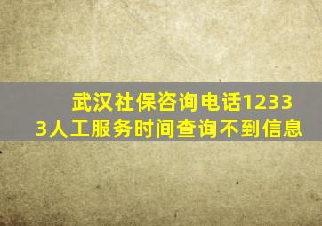 武汉社保咨询电话12333人工服务时间查询不到信息