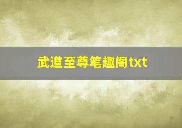 武道至尊笔趣阁txt