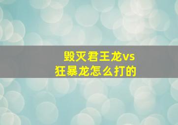 毁灭君王龙vs狂暴龙怎么打的