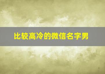 比较高冷的微信名字男