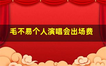 毛不易个人演唱会出场费