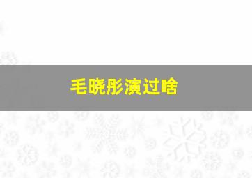 毛晓彤演过啥