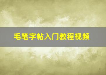 毛笔字帖入门教程视频