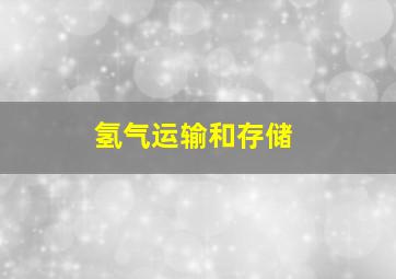 氢气运输和存储