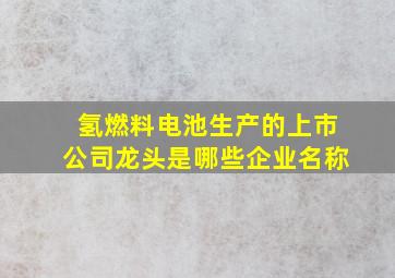 氢燃料电池生产的上市公司龙头是哪些企业名称