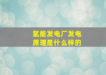 氢能发电厂发电原理是什么样的