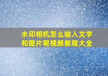 水印相机怎么输入文字和图片呢视频教程大全