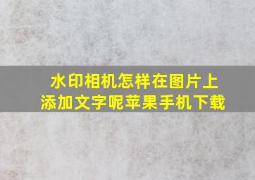 水印相机怎样在图片上添加文字呢苹果手机下载