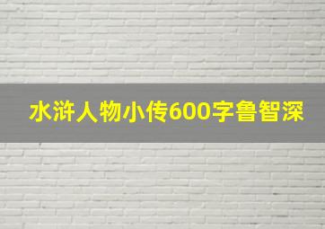 水浒人物小传600字鲁智深