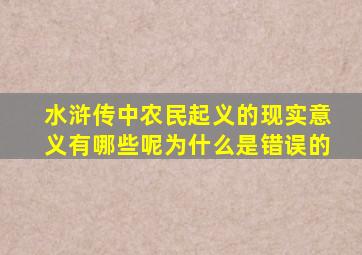 水浒传中农民起义的现实意义有哪些呢为什么是错误的