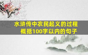 水浒传中农民起义的过程概括100字以内的句子