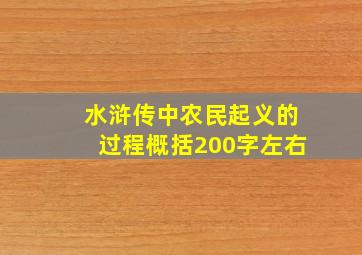 水浒传中农民起义的过程概括200字左右