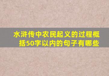 水浒传中农民起义的过程概括50字以内的句子有哪些