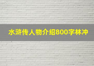 水浒传人物介绍800字林冲