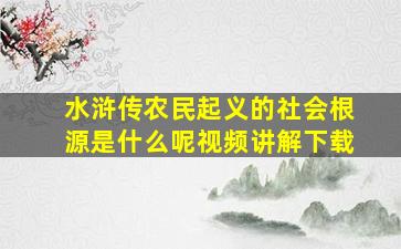 水浒传农民起义的社会根源是什么呢视频讲解下载