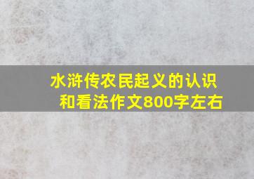 水浒传农民起义的认识和看法作文800字左右