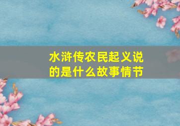 水浒传农民起义说的是什么故事情节