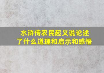 水浒传农民起义说论述了什么道理和启示和感悟