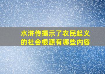 水浒传揭示了农民起义的社会根源有哪些内容