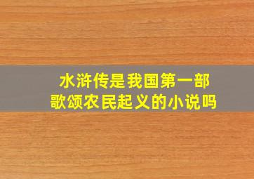 水浒传是我国第一部歌颂农民起义的小说吗