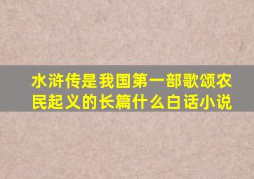 水浒传是我国第一部歌颂农民起义的长篇什么白话小说