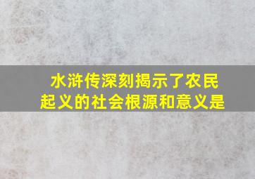 水浒传深刻揭示了农民起义的社会根源和意义是