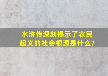 水浒传深刻揭示了农民起义的社会根源是什么?