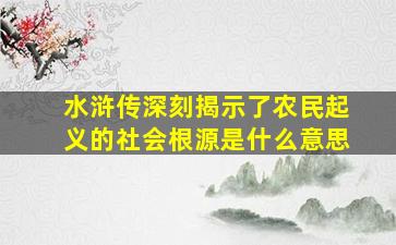 水浒传深刻揭示了农民起义的社会根源是什么意思