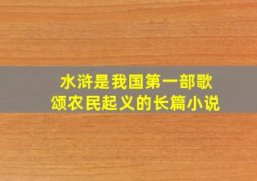 水浒是我国第一部歌颂农民起义的长篇小说