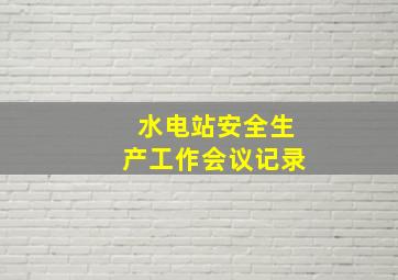 水电站安全生产工作会议记录