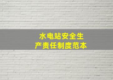 水电站安全生产责任制度范本