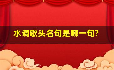 水调歌头名句是哪一句?