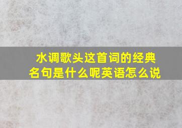 水调歌头这首词的经典名句是什么呢英语怎么说