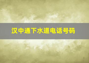 汉中通下水道电话号码