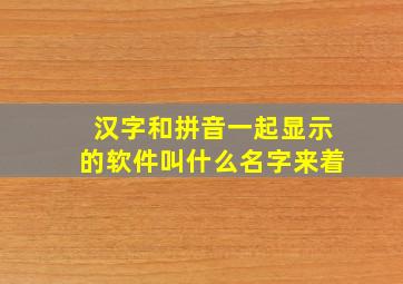 汉字和拼音一起显示的软件叫什么名字来着