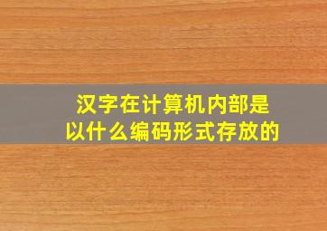 汉字在计算机内部是以什么编码形式存放的