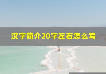 汉字简介20字左右怎么写