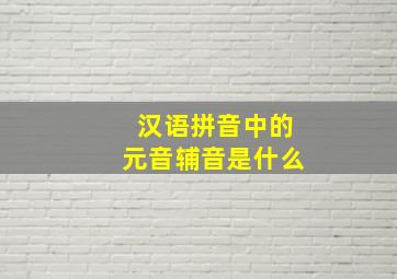 汉语拼音中的元音辅音是什么